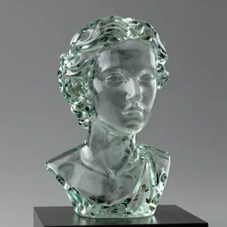 beautiful glass Nathalie Portman portrait sculpture by rodin, octane render,  HDR