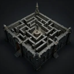 3D model of a dark fantasy dungeon maze in unreal engine 5