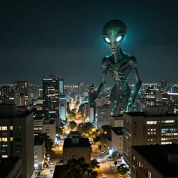 oslo city being attacked by aliens, hyperrealistic, nighttime, 8k