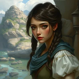 a portrait of a character in a scenic environment by charlie bowater