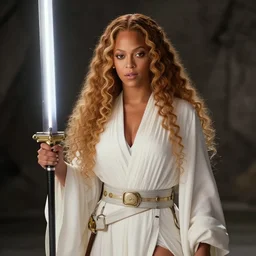 film still of Beyonce playing Princess Leia in Star Wars. (c)1977 20th Century Fox