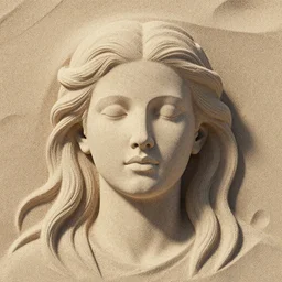 a wonderful symmetrical centered portrait of goddes with a beautiful face made of clear sand, realistic, trending artstation, octane render 8 k