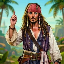 Jack Sparrow in the style of One Piece