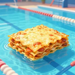 olympic swimming pool filled with lasagna
