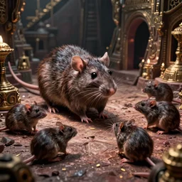 rats in an Atlantean hell, octane render, detailed