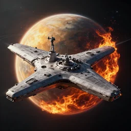 uss enterprise orbiting a planet on fire, hyper realism, cinematic, volumetric lighting, dramatic ambient lighting, epic composition, high detail, octane render, unreal engine, 8 k, high contrast, depth of field, concept art, 3 d render, digital art, deviantart artstation, ray tracing, extremely detailed, apocalyptic, very sharp,