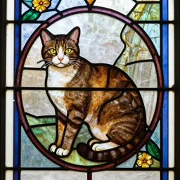 cat on stained glass