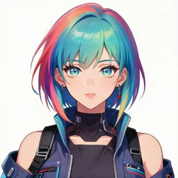poster woman with sci-fi streetwear and hairstyle, colourful, pretty face, intricate eyes, elegant, Anime by Kuvshinov Ilya, Cushart Krentz and Gilleard James, 4k, HDR, Trending on artstation, Behance, award winning