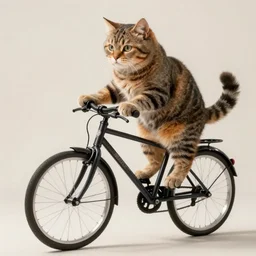 cat using bicycle, photo realistic, realistic lighting, realistic shadows, 4 k