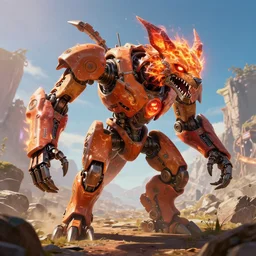 fireclaw machine mecanical creature robot of horizon forbidden west horizon zero dawn bioluminiscence global illumination ray tracing hdr fanart arstation by ian pesty and alena aenami artworks in 4 k