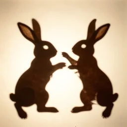 hand shadow art of a bunny rabbit shadowboxing