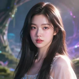portrait of a beautiful hoyeon jung, fantasy art by, loish, rhads, global illumination, radiant light, detailed and multiversal environment