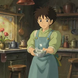 post apocalyptic kitchen, by studio ghibli, animation, sharp, rendered in unreal engine 5, focused, anime key art by greg rutkowski, bloom, dramatic lighting