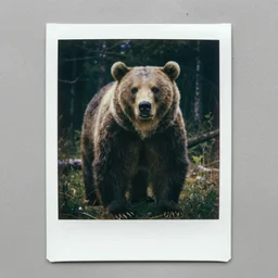 polaroid photo of a giant bear,real life,creepy,eerie,mysterious