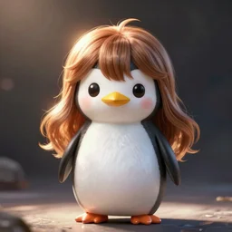cute fumo doll of an adorable penguin girl, anime girl