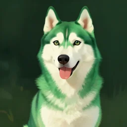 anthropomorphic green husky human, artstation, deviantart painting