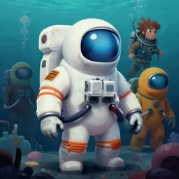 AmongUs astronaut, deep sea diver, DnD character art portrait, matte fantasy painting, DeviantArt Artstation, by Jason Felix by Steve Argyle by Tyler Jacobson by Peter Mohrbacher, cinema