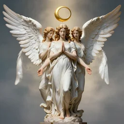 divine angel with 4 heads and 6 wings