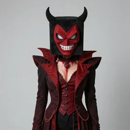 person with a square head and evil - villain attire