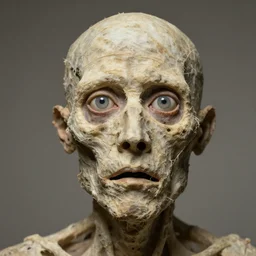 wide eyed dessicated mummified man