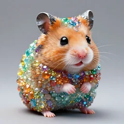 hamster made out of rainbow gemstones, detailed and intricate, 8 k, hd, greg rutowski, light reflection, trending on artstation, hyperrealistic