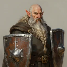 a detailed portrait of a long beard holy dwarf cleric with a long braided beard with a gigantic shield, by justin gerard and greg rutkowski, digital art, realistic painting, dnd, character design, trending on artstation