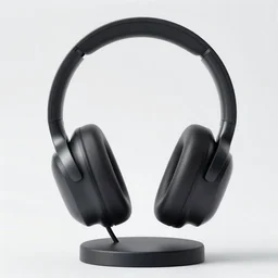 headphone stand, understated, striking, minimalist, graceful curves, strong bespoke shape language, product design shot, octane render, 8 k