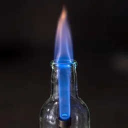 blue flame in a bottle, 4 k, photography, highly detailed