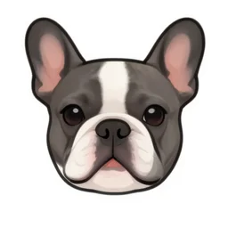 emoji of a french bulldog, digital icon
