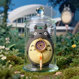 cinestill 5 0 d, 8 k, j. j abrams flare ; esoteric ultra realistic seinen manga faberge timepiece in totoro ( 1 9 9 0 ) film still garden scene in frontiers in translucent plastic photography fashion magazine june seinen manga portrait edition, hyperrealistic real - life devanagari shaped clay occult timepiece film still in victorian glass jar, pointe pose, perfect eyes, tilt shift wide shot zaha hadid background
