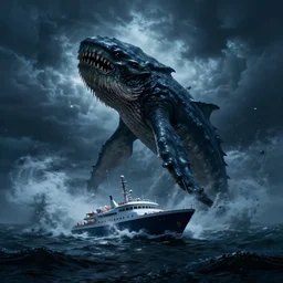 wild ocean storm at night, a giant kraken emerging from water breaking a yacht, dramatic lighting, cinematic, establishing shot, extremly high detail, foto realistic, cinematic lighting, post processed, concept art, artstation, matte painting, style by eddie mendoza, raphael lacoste, alex ross