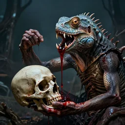 a secret dream held by the reptilian overlords with photorealistic fangs. drinking blood from the skulls of the poor