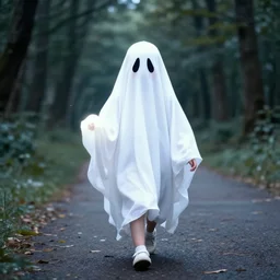 a ghost 2 1 years old girl walking around