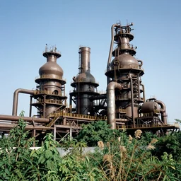 epic landscape massive extraordinary industrial machinery overgrown by wild nature by ansel adams and josef koudelka