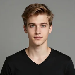 iPhone portrait of an 20-something Canadian dressed in, light brown hair, green eyes, wearing a  black vneck tshirt, blue jeans, pony tail, girl next door innocent look, smiling, hq, on a sidewalk of Vancouver