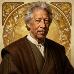 renaissance upper body portrait morgan freeman as a jedi intricate, elegant, highly detailed, digital painting, artstation, concept art, matte, sharp focus, illustration, art by da vinci, artgerm and greg rutkowski and alphonse mucha