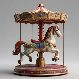 a 3d sculpt of a colourful evil circus carousel horse, dark souls