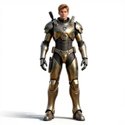 armored cyborg soldier, detailed 3d character render, full body, standing, isolated on a pure white background, centered, whole figure in frame, sharp focus, studio lighting