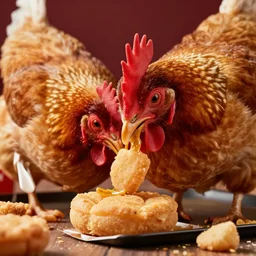 a chicken eating kfc, photorealistic, hyper detailed, 8 k resolution