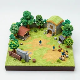 a miniature diorama of a scene from zelda, a link from the past supe rnintendo game, top down view, handmade model, photography, highly detailed, studio lighting