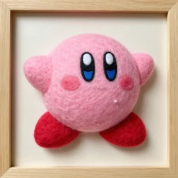 a needle felted kirby, needle felting art.