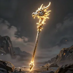 3D draconic staff, dragon staff,((((((((((((((dragon head))))))))))))))) on top of the staff, ((((dragon head)))) on top of the magic staff!!!!!!!!!!, glowing draconic staff, epic fantasy style art, fantasy epic digital art, epic fantasy weapon art, wallpaper style art