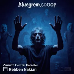 bluegreen goop photograph a creepy, ghostly photo of a man with his hands in the air by reuben nakian, zbrush central contest winner, gutai group, ambient occlusion, demonic photograph, velvia