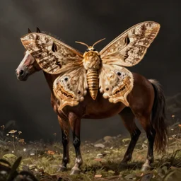 a beautiful scientific illustration of a moth pretending to be a horse