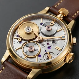 a steampunk watch in polished gold and silver showing the detailed workings, macro  photography,  F/2.8, trending on artstation, octane render
