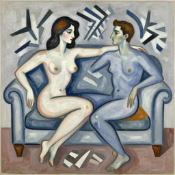woman, man, intimate, sofa, by robert delaunay endless rhythm