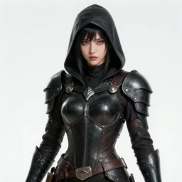 beautiful, digital art of a girl wearing hooded assasin leather armor. artstation, by erak note, tooth wu, neil richards, kan liu, siwoo kim