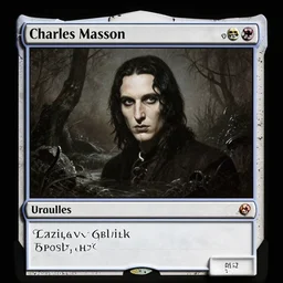 magic the gathering card depicting charles manson, by zdzislaw beksinski, swamp, black