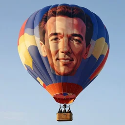 A hot air balloon with the face of Arnold Schwarzenegger, 8k ultra realistic, award winning, unreal engine 5, masterpiece