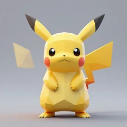 low poly render of picachu